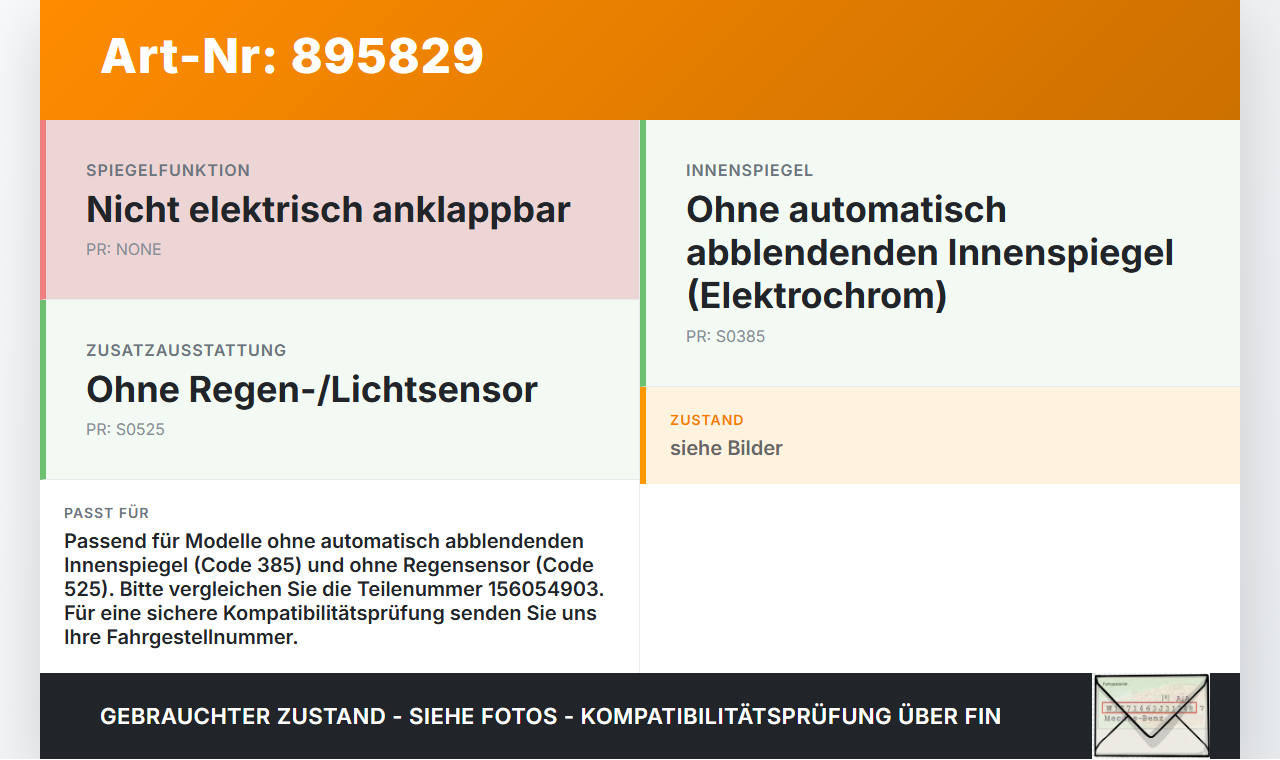 Alfa Romeo 159 939 06-11 Innenspiegel Rückspiegel Spiegel Innen Alfa Romeo 159 939 06-11 09.03.2009 156054903 gebraucht Vorschau 3