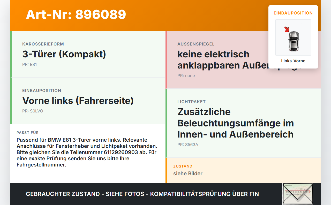BMW E81 1er 120d 07-11 3T Kabelbaum Tür und Fensterheber Links Vorne BMW E81 1er 120d 07-11 16.10.2007 9260903... Vorschau 3