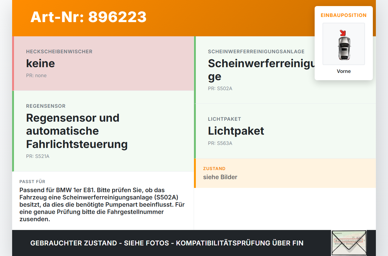 BMW E81 1er 120d 07-11 Waschwasserpumpe Wischwasserpumpe Waschpumpe Vorne BMW E81 1er 120d 07-11 16.10.2007 7302589... Vorschau 3
