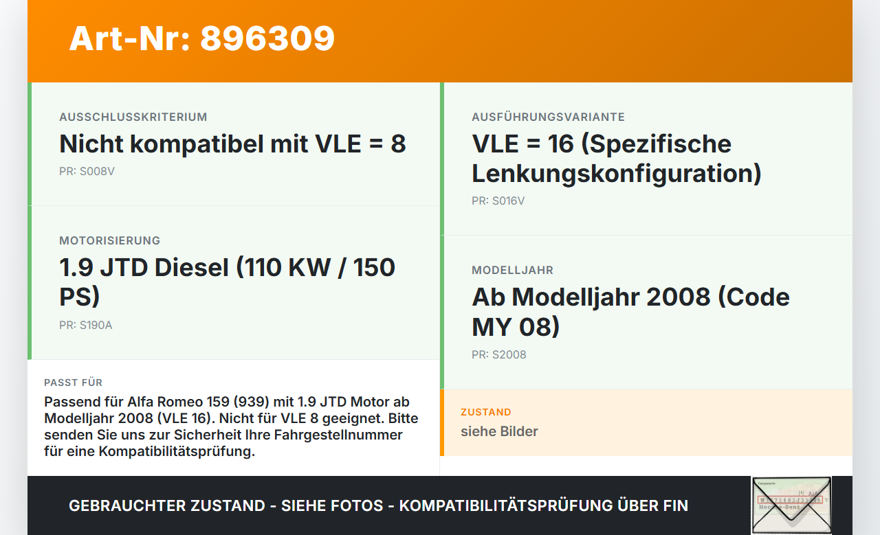 Alfa Romeo 159 939 06-11 JTD 1,9 110KW Servopumpe Hydraulikpumpe für Lenkung Alfa Romeo 159 939 06-11 09.03.2009... Vorschau 3