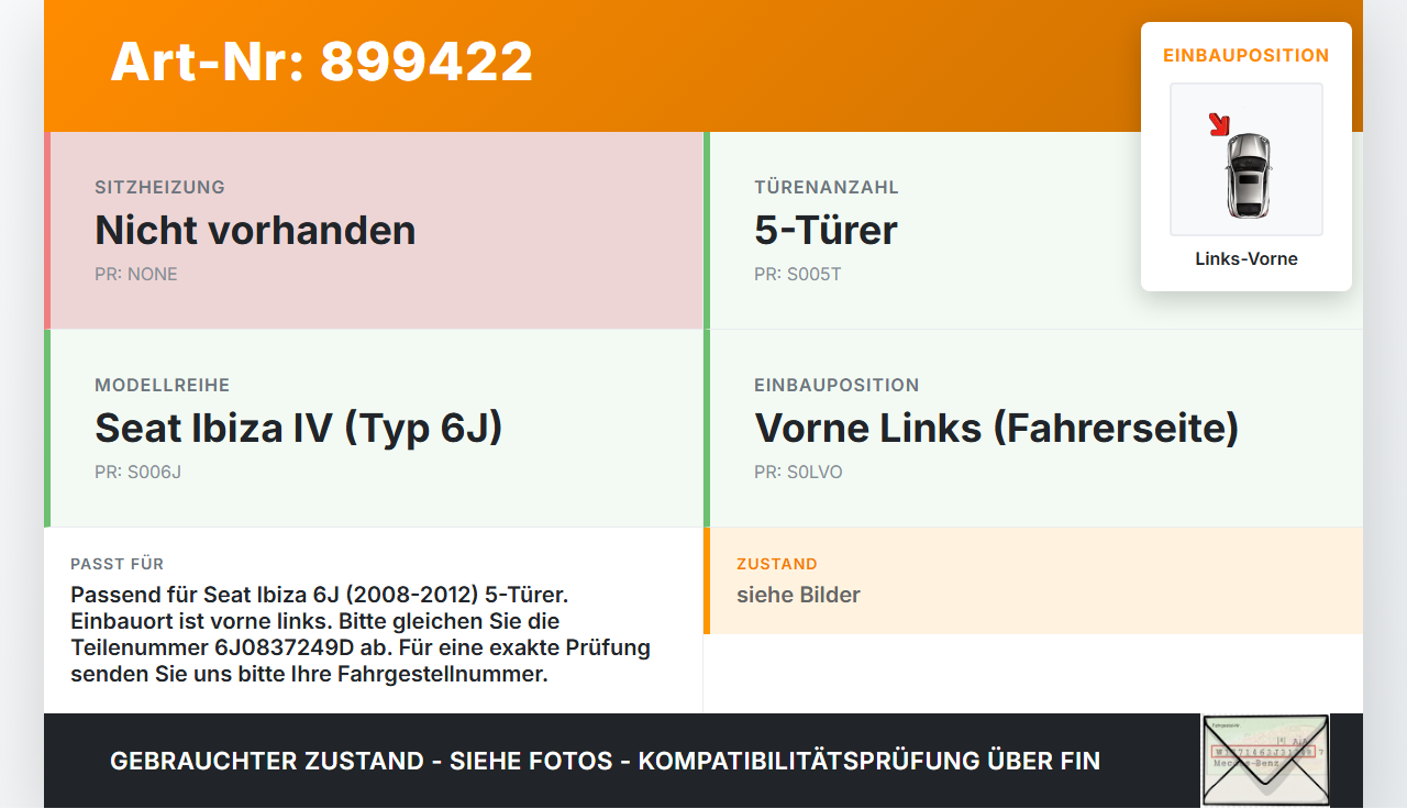 Seat Ibiza IV 6J 08-12 5T Türfangband Türbremse Türanschlag Links Vorne Seat Ibiza IV 6J 08-12 04.05.2011... Vorschau 3