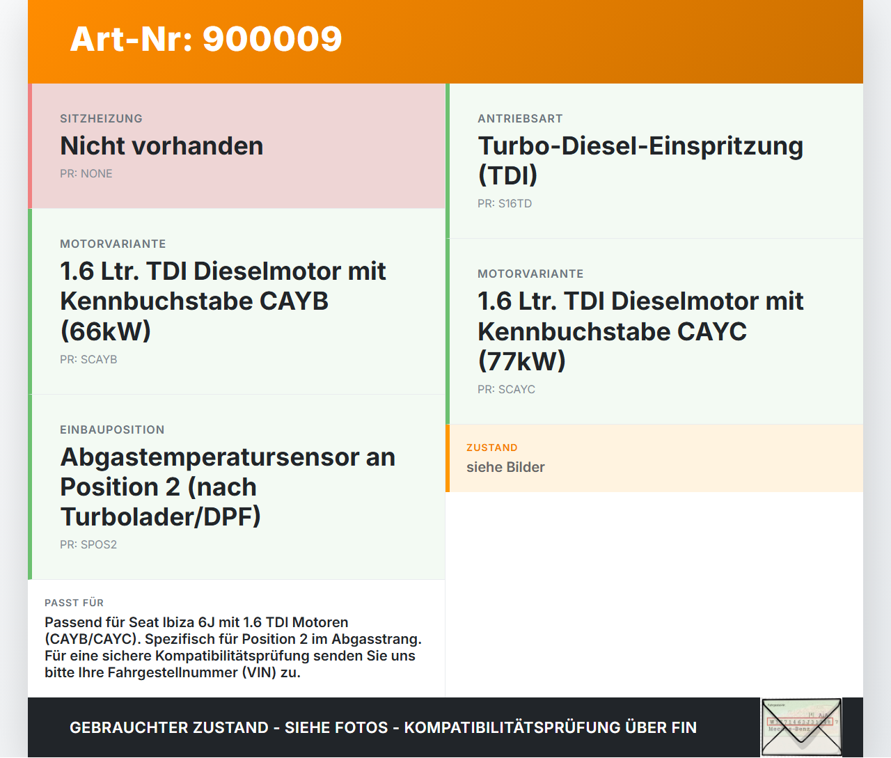 Seat Ibiza IV 6J 08-12 TDi 1,6 77KW Sensor Abgastemperatursensor Abgassonde Pos.2 Seat Ibiza IV 6J 08-12 04.05.2011... Vorschau 3