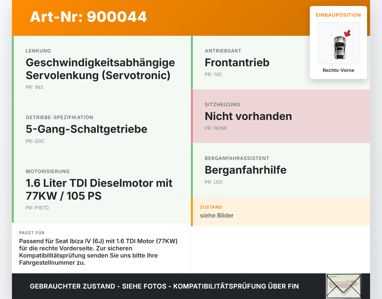 Seat Ibiza IV 6J 08-12 TDi 1,6 77KW Antriebswelle Gelenkwelle Rechts Vorne Seat Ibiza IV 6J 08-12 04.05.2011... Vorschau 3