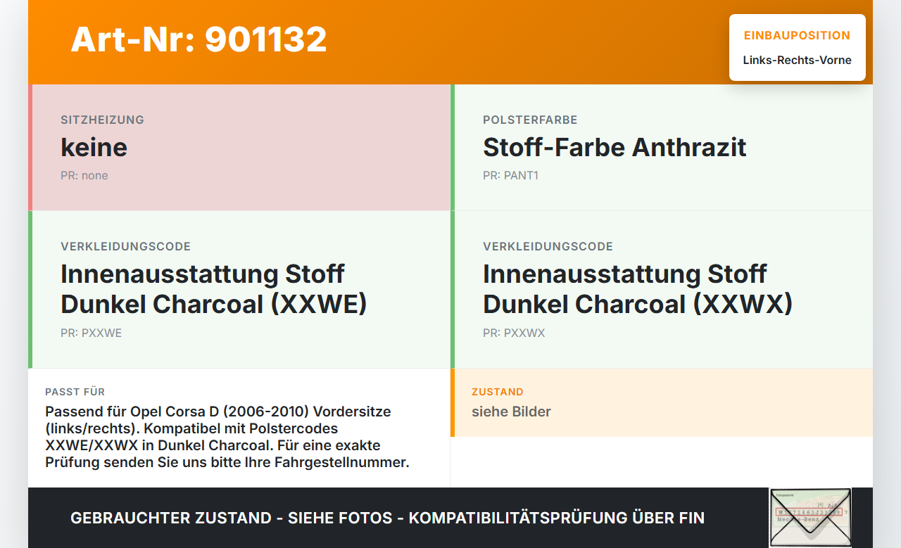 Opel Corsa D S07 06-10 Kopfstütze für Fahrer Sitz Rechts oder Links Vorne Opel Corsa D S07 06-10 05.02.2008... Vorschau 3