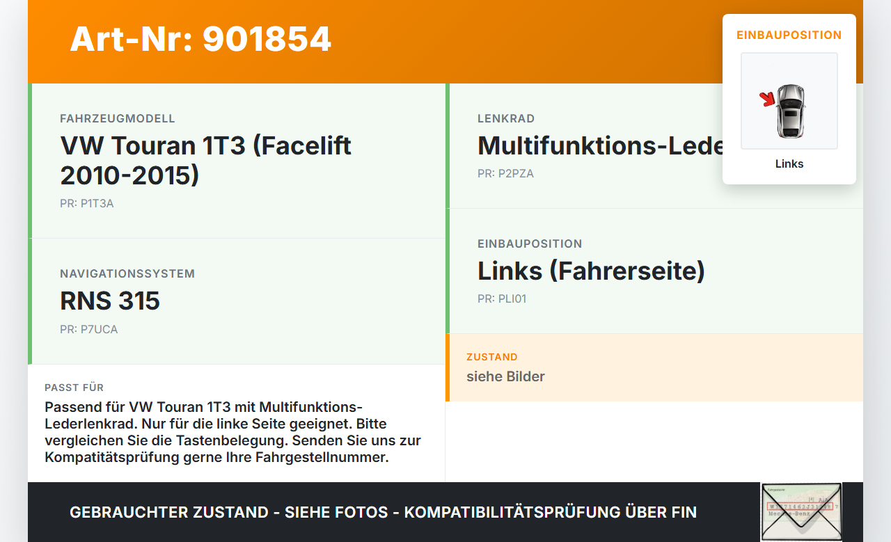 VW Touran 1T3 10-15 Lenkradschalter Multifunktionstasten Schalter für Lenkrad Links VW Touran 1T3 10-15 13.06.2012... Vorschau 3