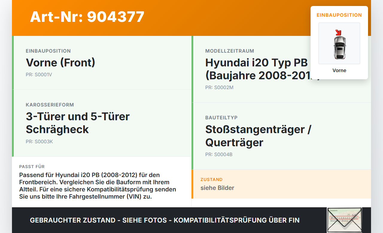 Hyundai I20 PB 08-12 Stoßstangenträger Stoßfängerträger Querträger Vorne Hyundai I20 PB 08-12 26.03.2010 865301J000... Vorschau 3
