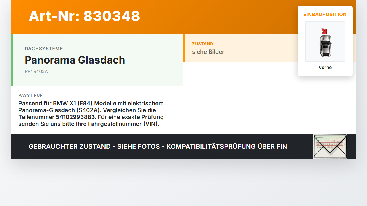 BMW X1 E84 X18D 09-12 Schiebedachmotor Vorne BMW X1 E84 X18D 09-12 17.05.2010 2993883 54102993883 67.61-7213044-02... Vorschau 3