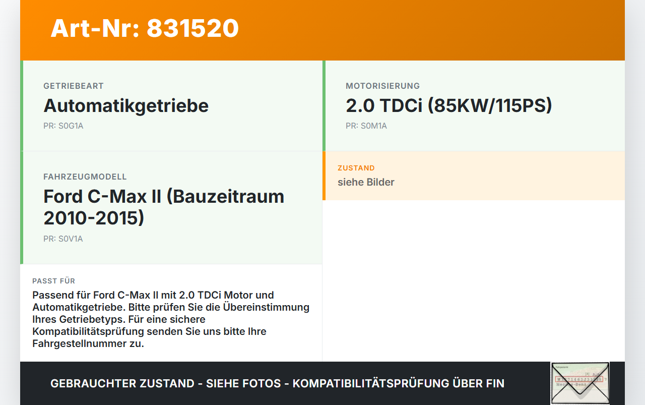 Ford C-Max II 10-15 TDCi 2,0 85KW Autom Schaltzug Schaltseilzug Schaltseil Ford C-Max II 10-15 27.09.2013... Vorschau 3