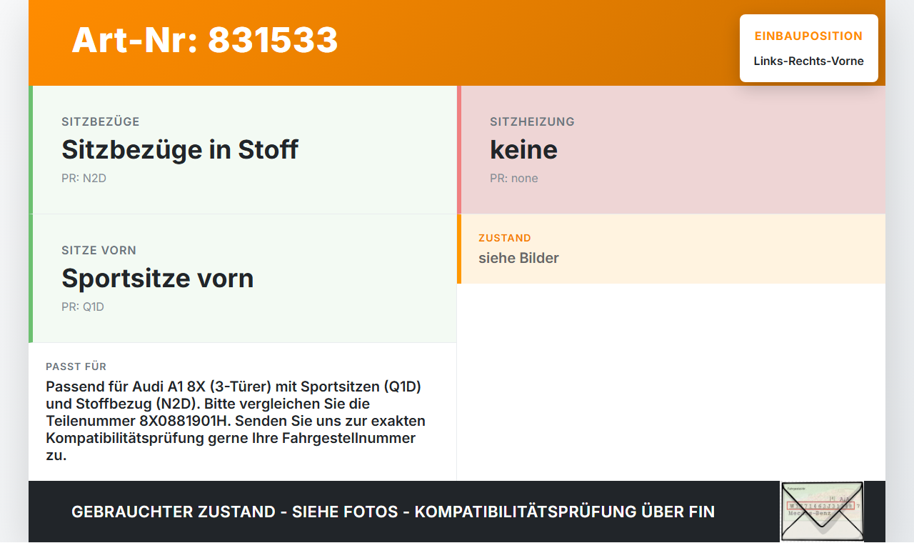 Audi A1 8X 10-14 3T Kopfstütze für Beifahrer Sitz Rechts oder Links Vorne Audi A1 8X 10-14 13.09.2011 8X0881901H... Vorschau 3