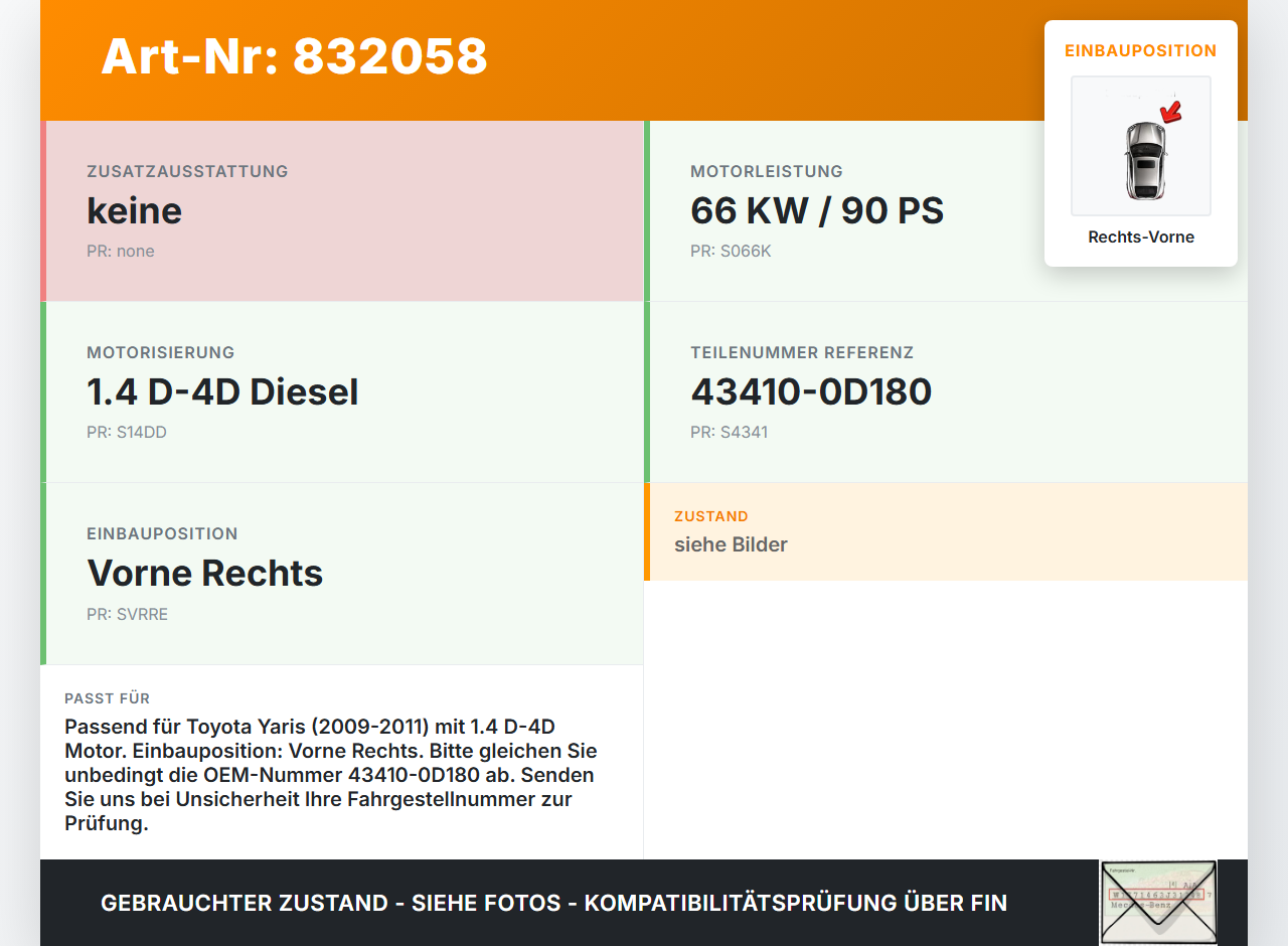 Toyota Yaris 09-11 D-4D 1,4 66KW Antriebswelle Gelenkwelle Rechts Vorne Toyota Yaris 09-11 01.10.2010 43410-0D180... Vorschau 3