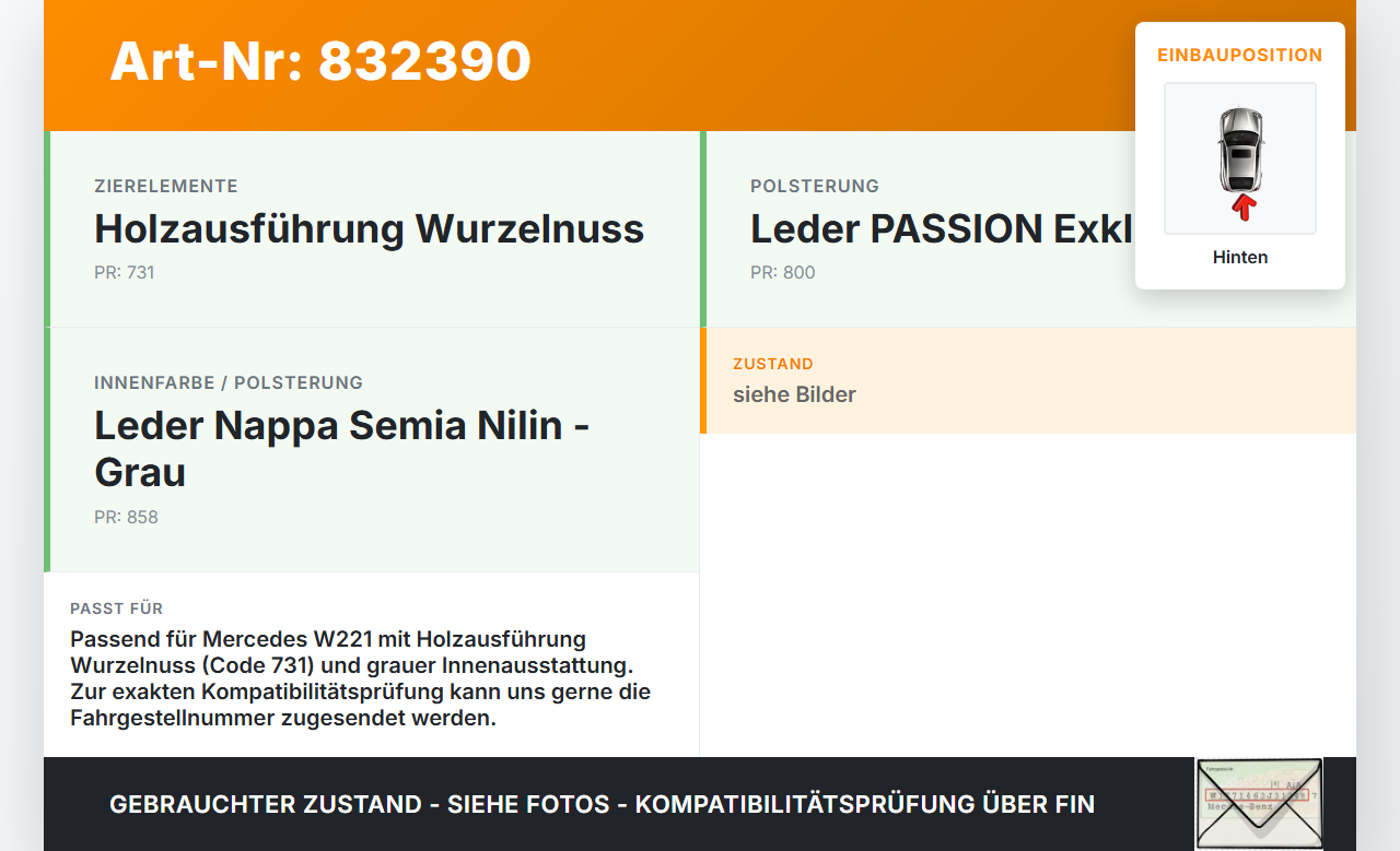 Mercedes W221 S350 05-09 Blende Einbaurahmen Mittelkonsole Hinten Holzdekor Mercedes W221 S350 05-09 13.12.2005... Vorschau 3