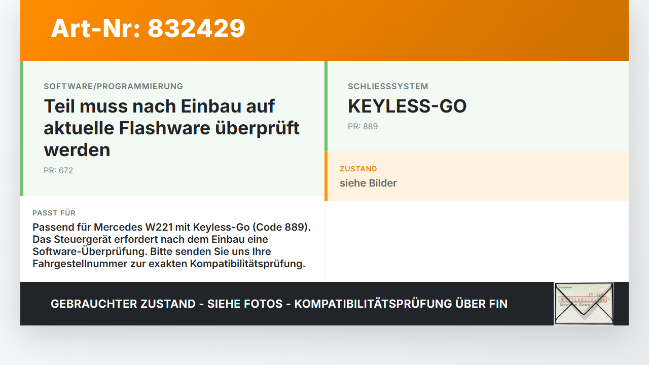 Mercedes W221 S350 05-09 Steuergerät SG ZV Zentralverriegelung Keyless Go Mercedes W221 S350 05-09 13.12.2005... Vorschau 3