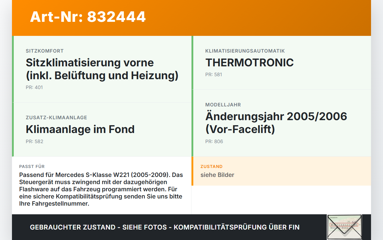 Mercedes W221 S350 05-09 Steuergerät SG Klima Heizung Mercedes W221 S350 05-09 13.12.2005 A2218700426 A2218700326... Vorschau 3