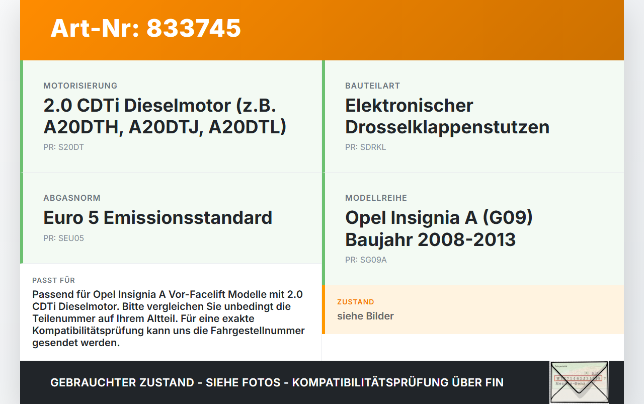 Opel Insignia A G09 08-13 CDTi 2,0 118KW LBS A20DTH Drosselklappe Drosselklappenstellung Opel Insignia A G09 08-13... Vorschau 3