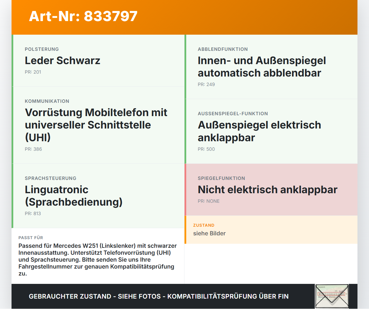 Mercedes R320 W251 4M 06-10 Innenspiegel Rückspiegel Spiegel Innen Mercedes R320 W251 4M 06-10 22.12.2006... Vorschau 3