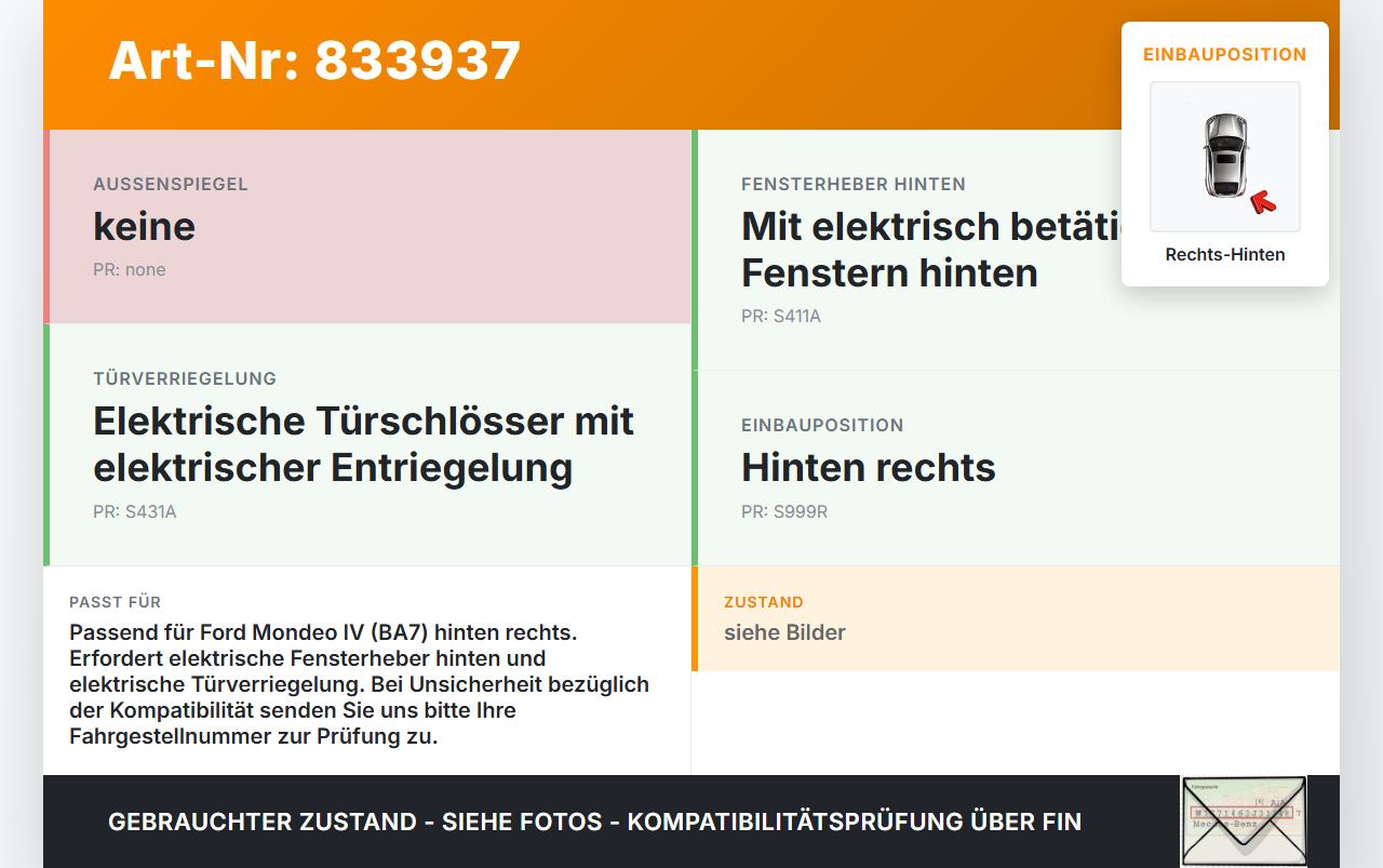 Ford Mondeo IV BA7 07-10 Steuergerät ECU Modul Türsteuergerät Rechts Hinten Ford Mondeo IV BA7 07-10 21.11.2007... Vorschau 3