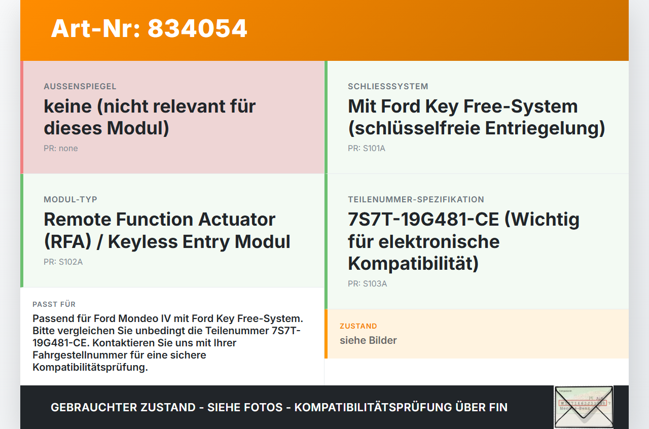 Ford Mondeo IV BA7 07-10 Steuergerät ECU Modul SG Komfort Ford Mondeo IV BA7 07-10 21.11.2007 7S7T-19G481-CE... Vorschau 3