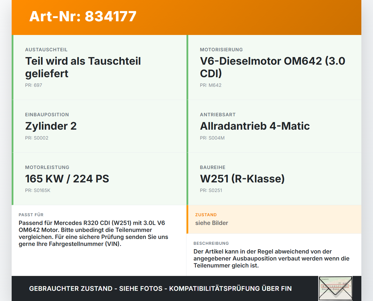 Mercedes R320 W251 4M 06-10 CDI 3,0 165KW Injektor Einspritzdüse Zyl.2 Mercedes R320 W251 4M 06-10 22.12.2006... Vorschau 3