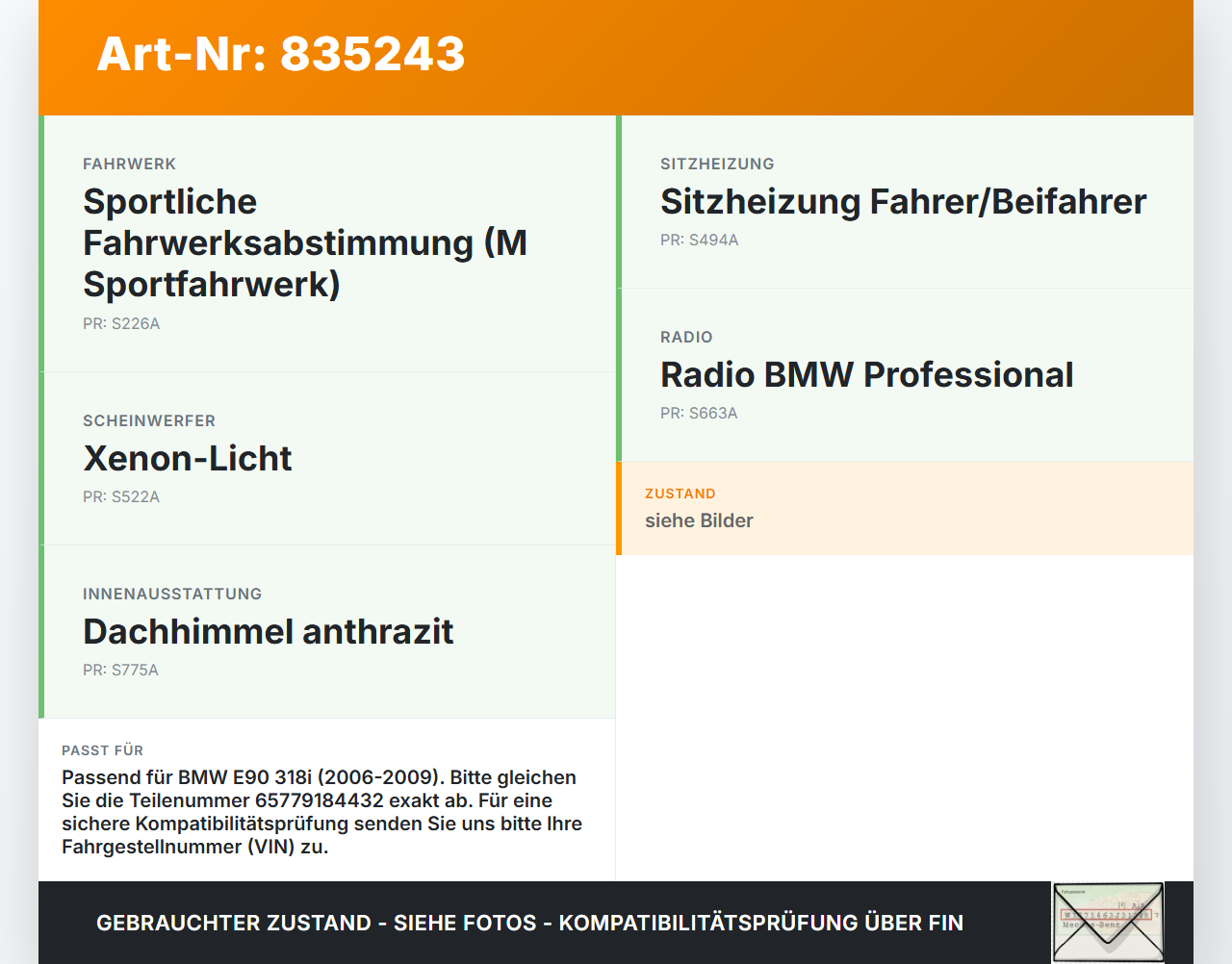 BMW E90 3er 318i 06-09 Airbag Steuergerät Airbagsteuergerät BMW E90 3er 318i 06-09 24.10.2008 9184432 65779184432... Vorschau 3