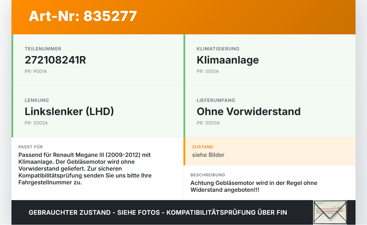 Renault Megane III 09-12 Gebläsemotor Lüftermotor Heizungsgebläse Renault Megane III 09-12 26.02.2010 272108241R... Vorschau 3