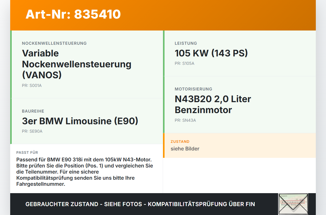 BMW E90 3er 318i 06-09 2,0i 105KW N43B20A Ventil für Nockenwelle Verstellung Pos.1 BMW E90 3er 318i 06-09... Vorschau 3