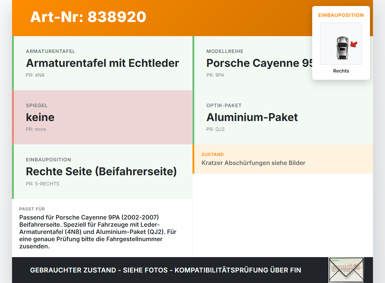 Porsche Cayenne 9PA 955 02-07 Luftdusche Luftdüse Rechts Porsche Cayenne 9PA 955 02-07 07.06.2005 7L5819210A gebraucht Vorschau 3