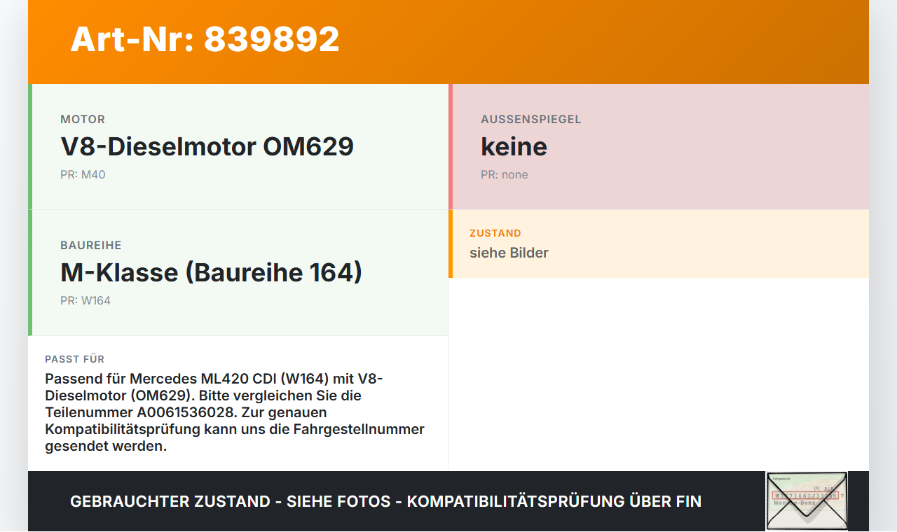 Mercedes W164 ML420 05-09 CDI 4,0 225KW Railsensor Drucksensor Mercedes W164 ML420 05-09 18.01.2008 A0061536028... Vorschau 3