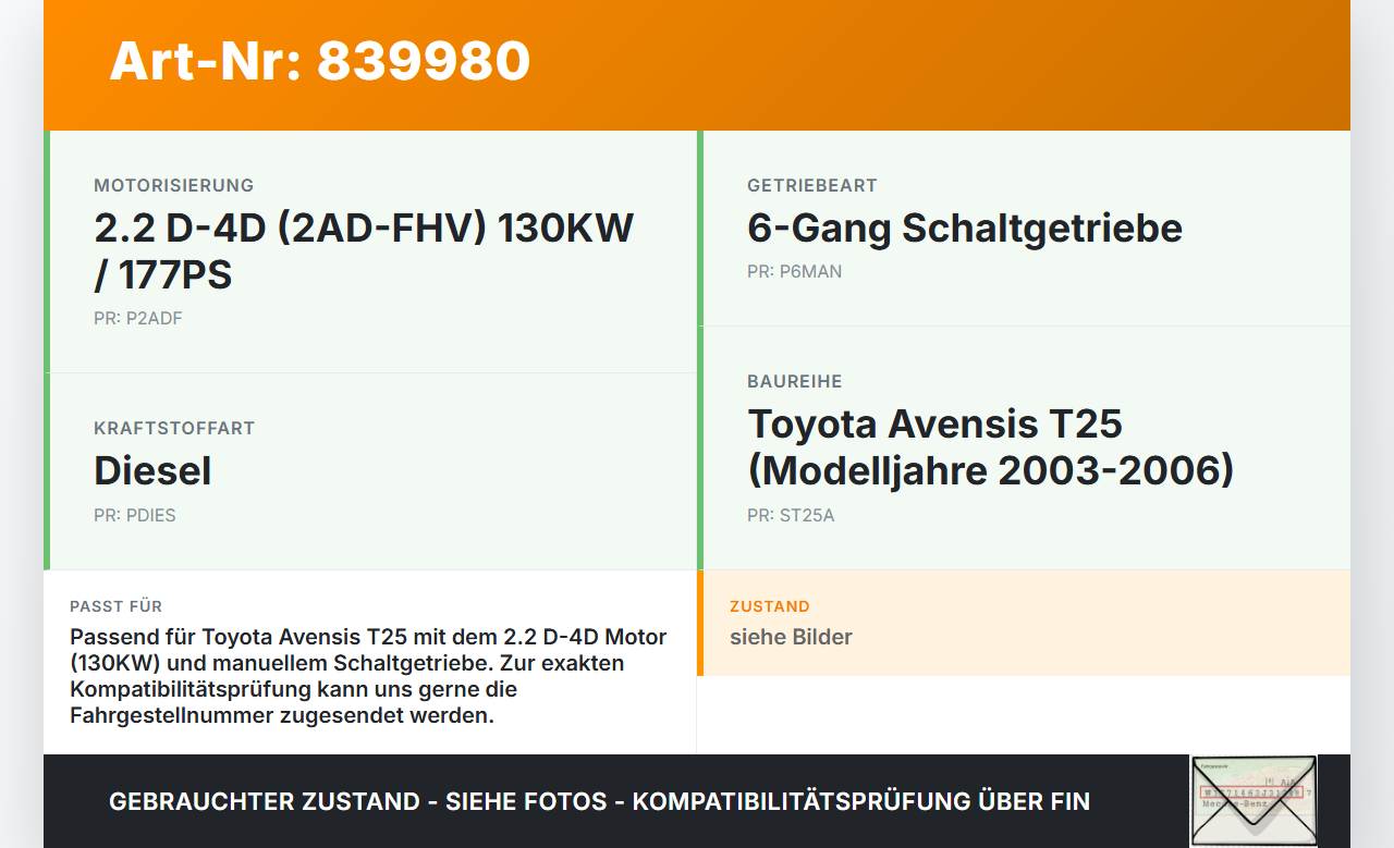 Toyota Avensis T25 03-06 D-4D 2,2 130KW 2ADFHV Schwungscheibe Zweimassenschwungrad Toyota Avensis T25 03-06... Vorschau 3