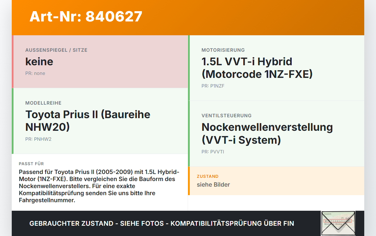 Toyota Prius II 05-09 Hybrid 1,5 57KW 1NZFXE Riemenscheibe Nockenwellenversteller Timing Gear Toyota Prius II 05-09... Vorschau 3