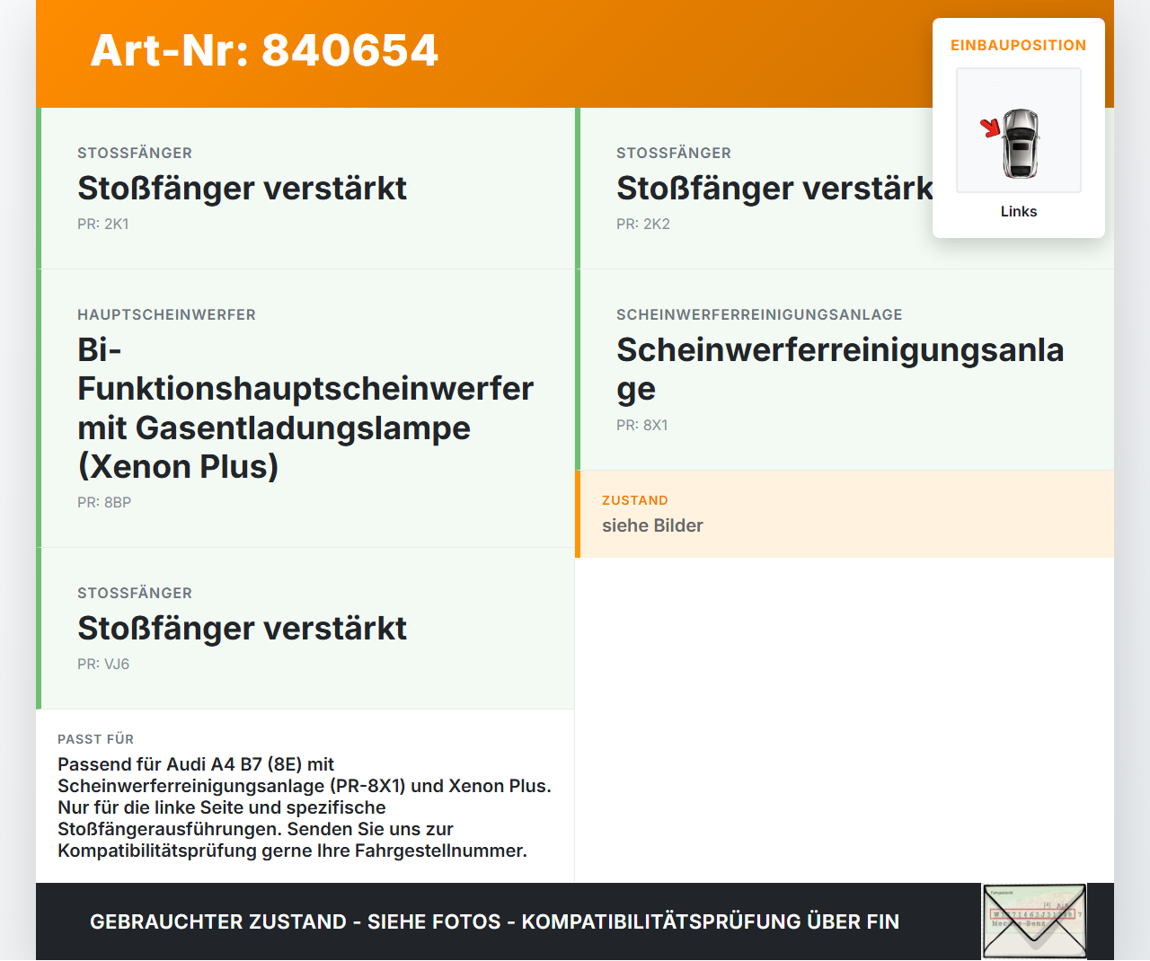 Audi A4 B7 8E 04-08 Waschdüse für Scheinwerfer Links Audi A4 B7 8E 04-08 26.04.2006 8E0955101G gebraucht Vorschau 3