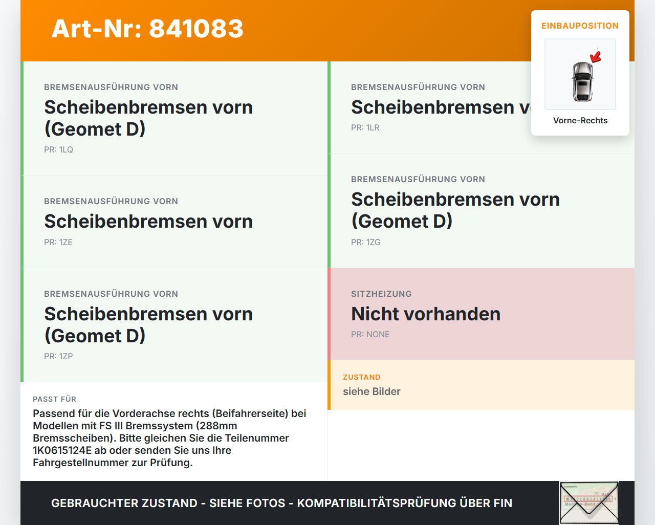 Seat Ibiza FR 6J 15-17 TSi 1,0 81KW Bremssattel Bremszange Vorne Rechts Seat Ibiza FR 6J 15-17 07.10.2016... Vorschau 3