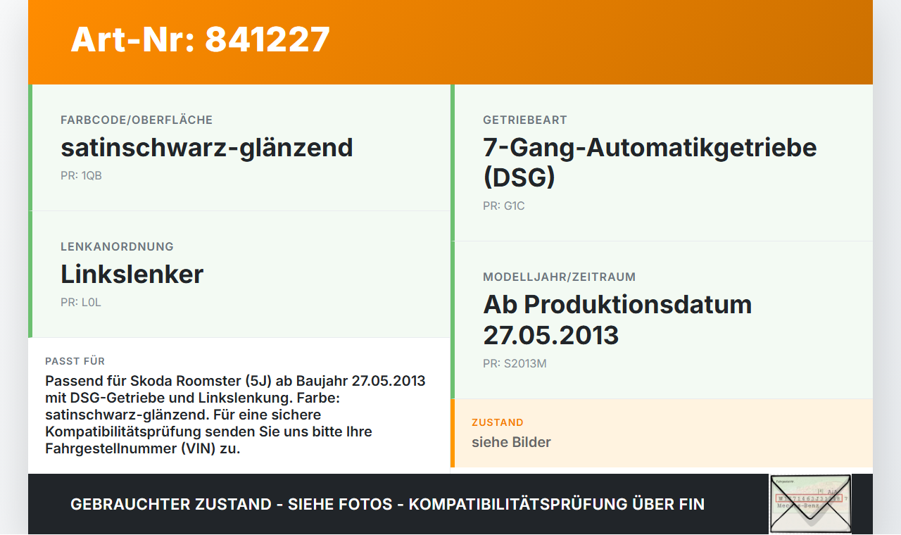 Skoda Roomster 5J 10-15 Ganganzeige Blende DSG Skoda Roomster 5J 10-15 17.04.2014 5J1713203H 5J1713203H1QB gebraucht Vorschau 3