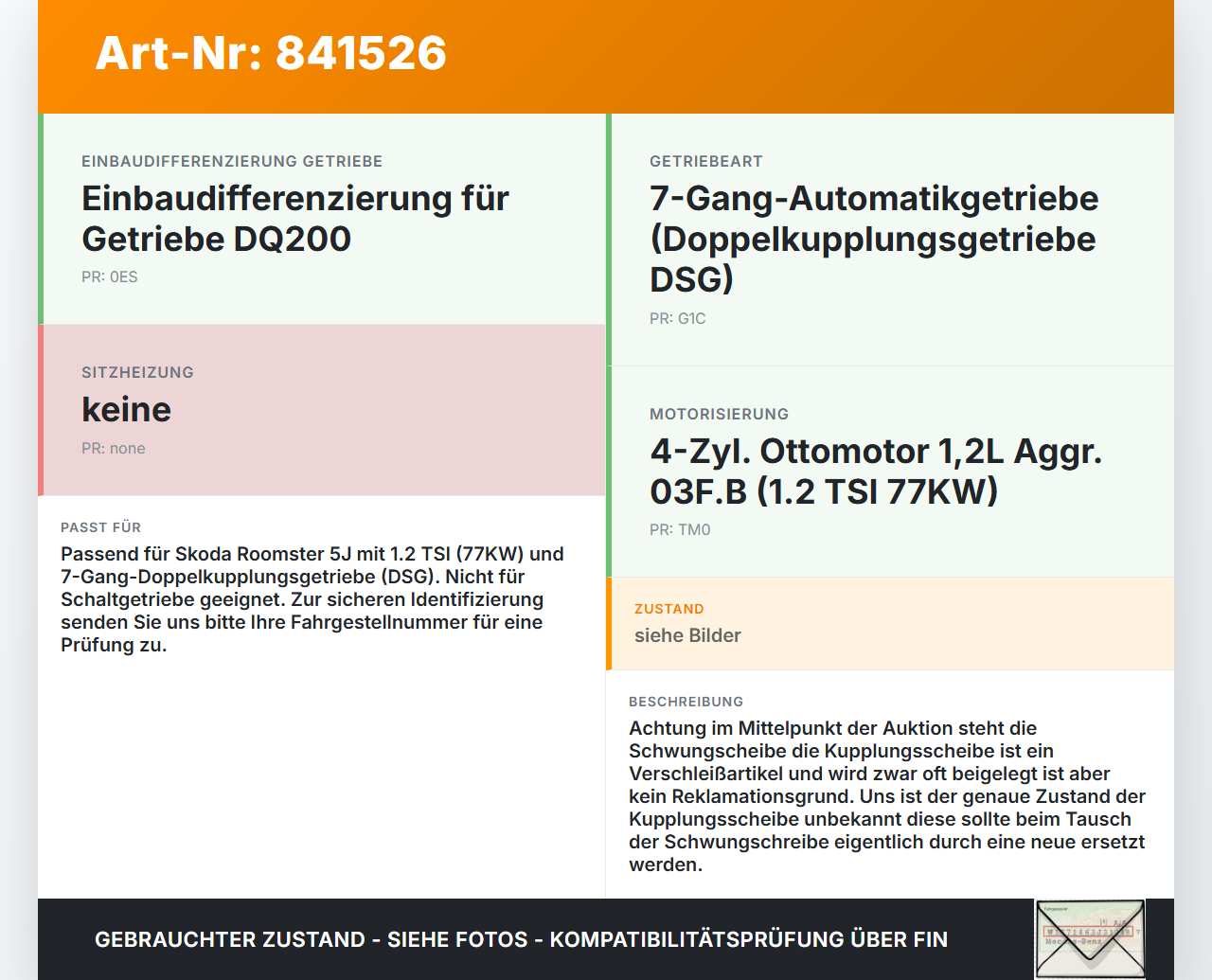 Skoda Roomster 5J 10-15 TSI 1,2 77KW Schwungscheibe Kupplungssatz Kupplung Skoda Roomster 5J 10-15 17.04.2014... Vorschau 3