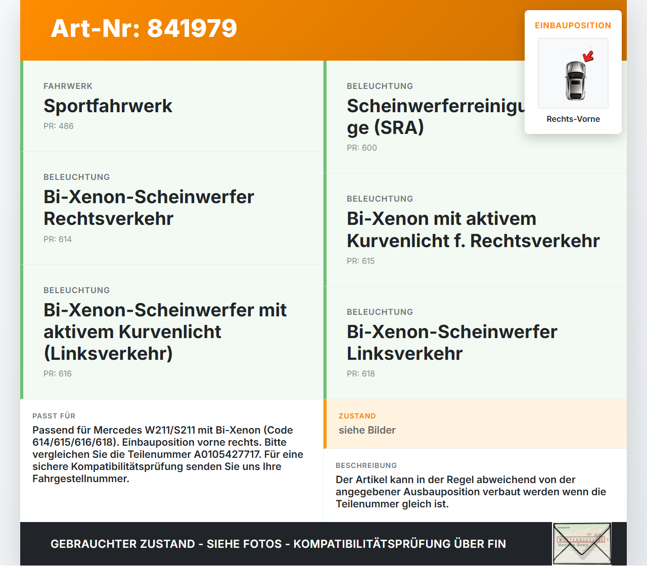 Mercedes S211 W211 E270 02-06 Xenon LWR Sensor Neigung Rechts Vorne Mercedes S211 W211 E270 02-06 12.03.2003... Vorschau 3