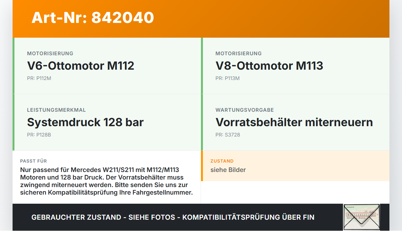 Mercedes S211 W211 E270 02-06 HDi 2,7 130KW Servopumpe Hydraulikpumpe für Lenkung 128bar Mercedes S211 W211 E270... Vorschau 3