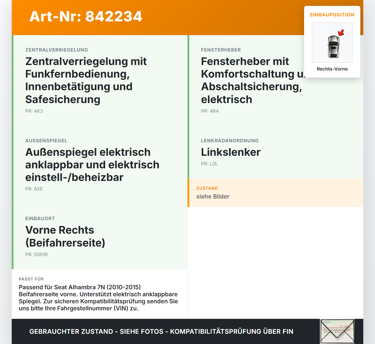 Seat Alhambra II 7N 10-15 Steuergerät Türsteuergerät Rechts Vorne Seat Alhambra II 7N 10-15 14.07.2011 7N0959792G... Vorschau 3