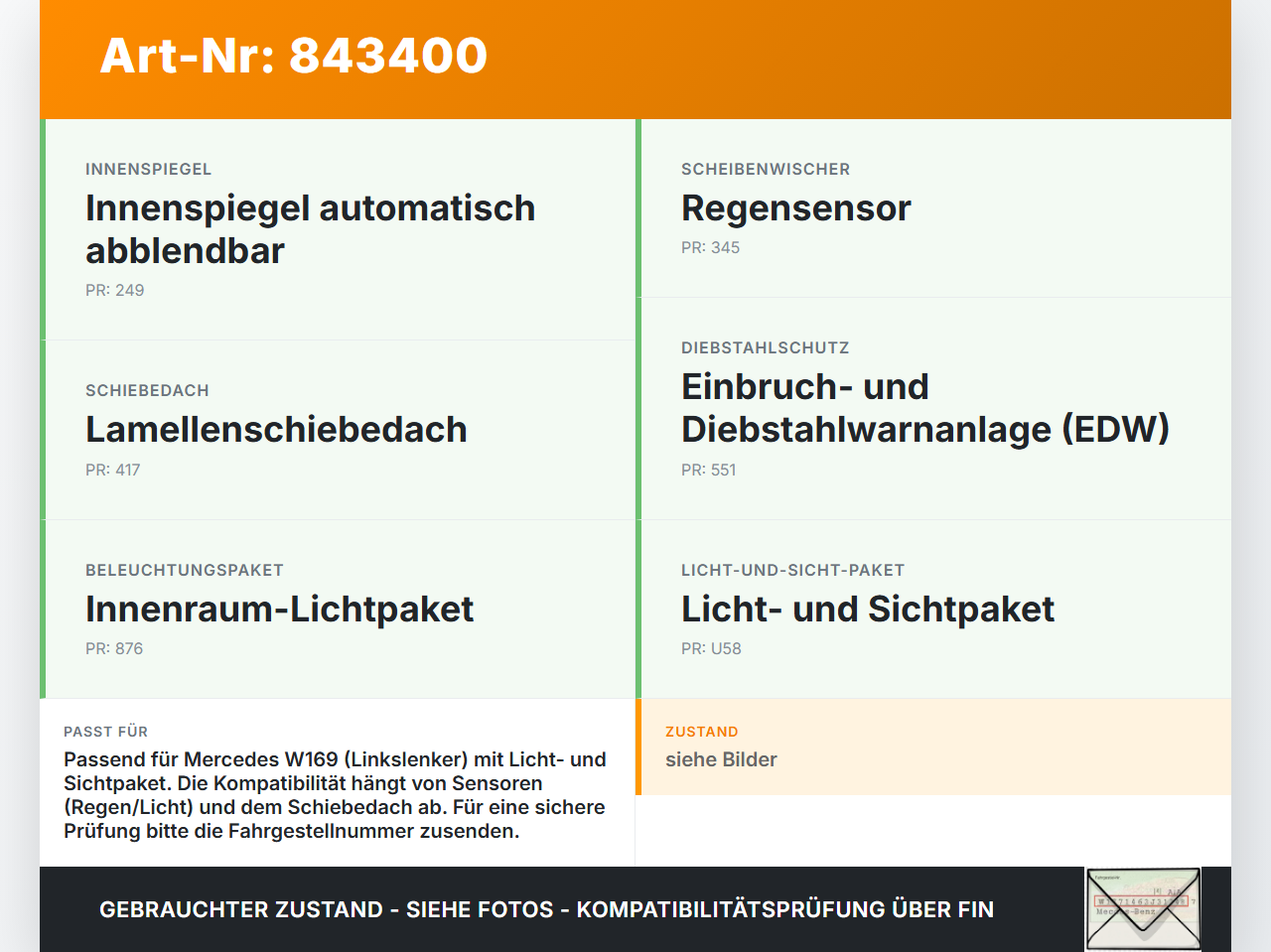 Mercedes W169 A180 04-08 Innenleuchte Innenraumleuchte Mercedes W169 A180 04-08 16.04.2007 A1698208401 5JM008831-60... Vorschau 3