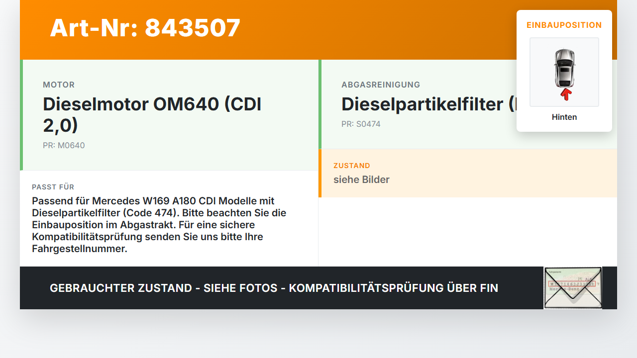 Mercedes W169 A180 04-08 CDI 2,0 80KW Sensor Abgastemperatursensor Abgassonde Hinten Mercedes W169 A180 04-08... Vorschau 3