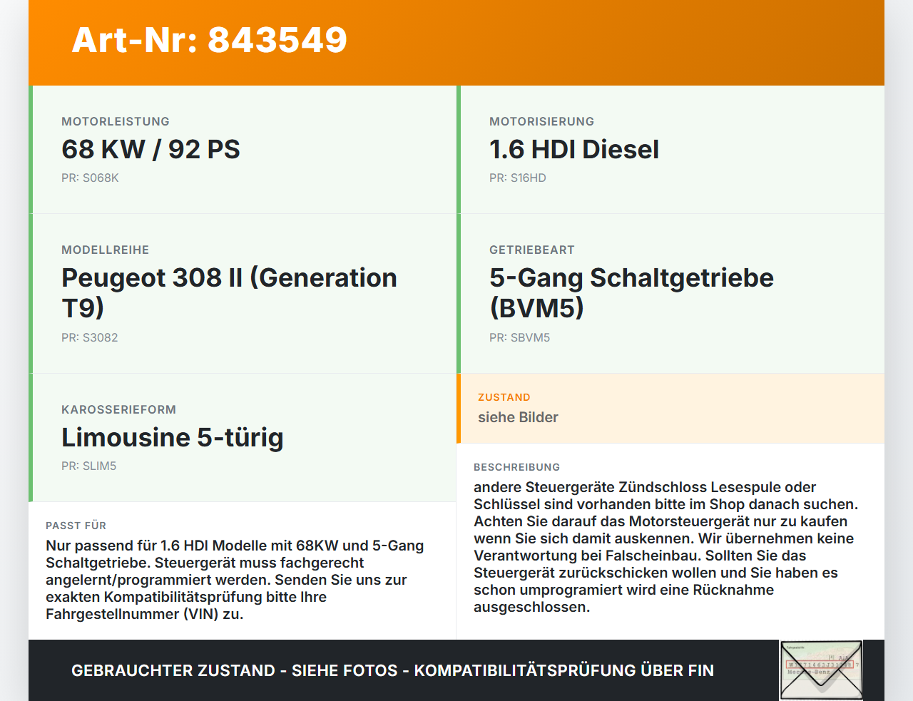 Peugeot 308 II 13-17 HDI 1,6 68KW Steuergerät ECU für Motor Motorsteuergerät Peugeot 308 II 13-17 01.01.2015... Vorschau 3