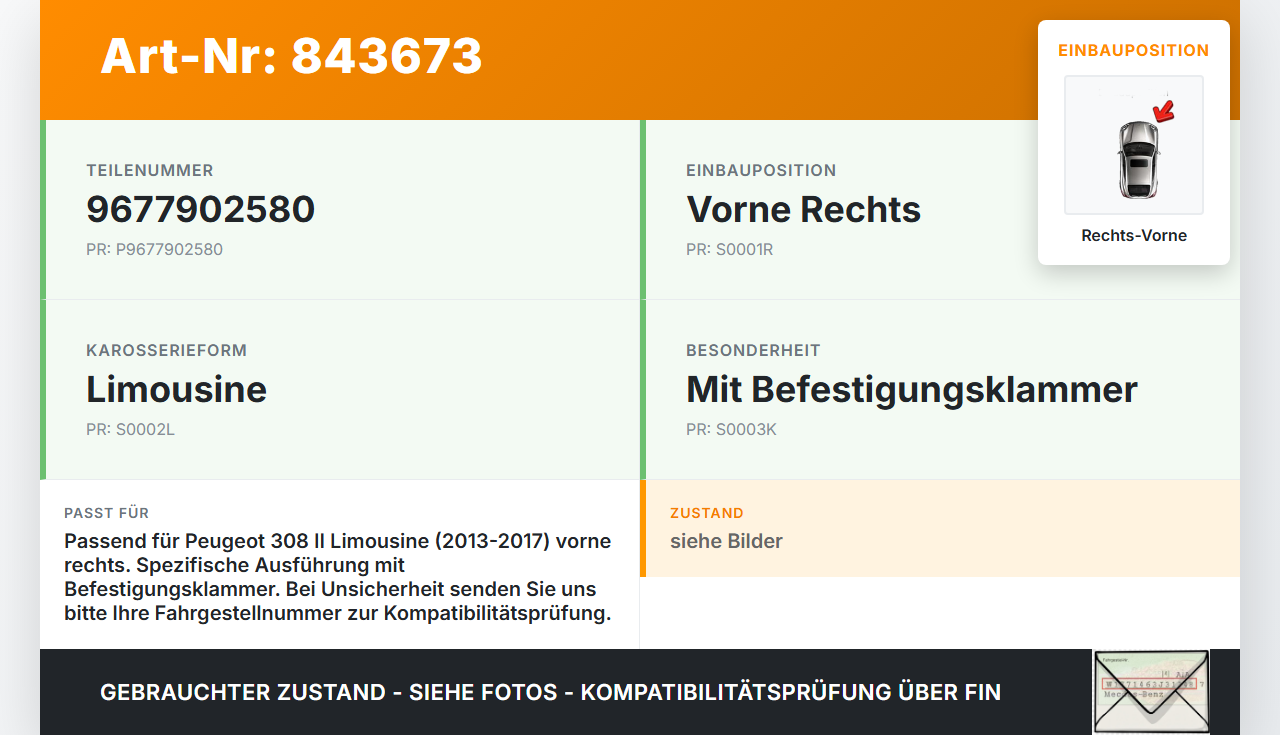 Peugeot 308 II 13-17 Lim Dichtung für Rahmen Tür Rechts Vorne Peugeot 308 II 13-17 01.01.2015 9677902580 gebraucht Vorschau 3