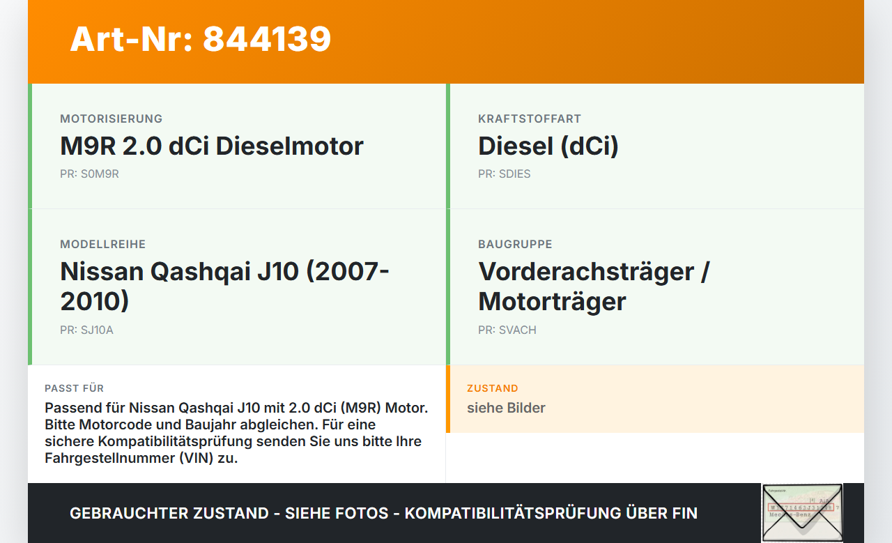 Nissan Qashqai J10 07-10 dCi 2,0 110KW Vorderachse Motorträger Motorhalter Achsträger Nissan Qashqai J10 07-10... Vorschau 3