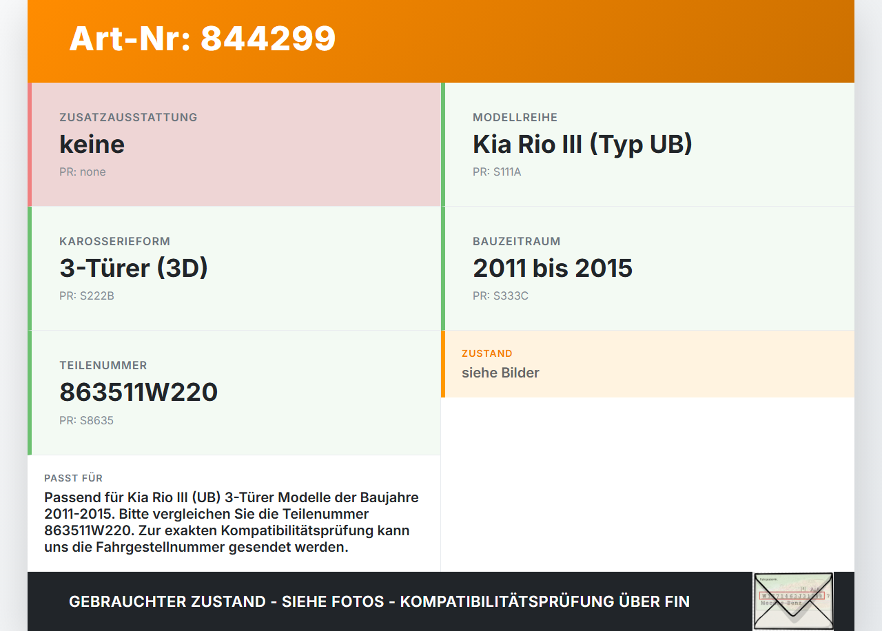 Kia Rio III UB 11-15 Frontgrill Kühlergrill Grill 3D Kia Rio III UB 11-15 07.01.2012 863511W220 gebraucht Vorschau 3