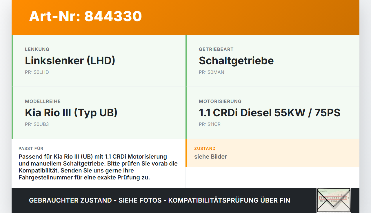 Kia Rio III UB 11-15 CRDi 1,1 55KW Kupplungszylinder Geber Geberzylinder Kia Rio III UB 11-15 07.01.2012 416101R100... Vorschau 3