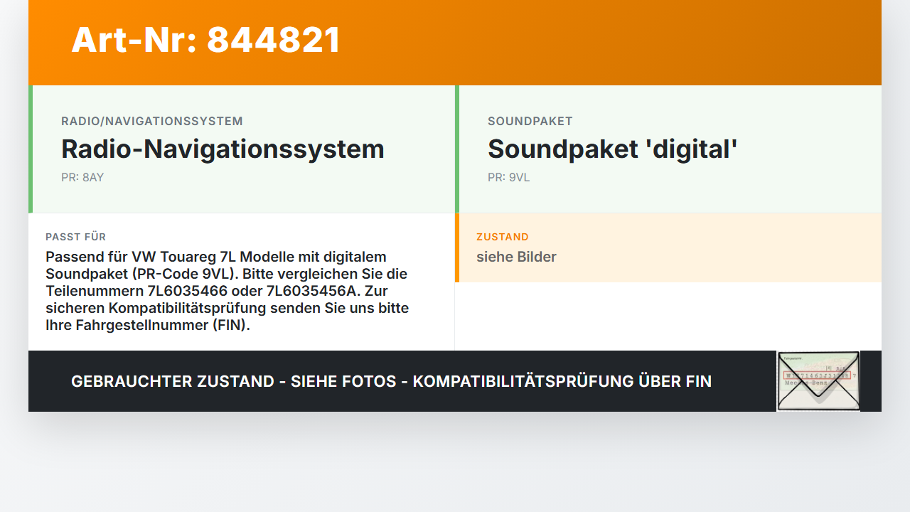 VW Touareg 7L 02-06 Verstärker Endstufe Soundsystem VW Touareg 7L 02-06 14.07.2003 7L6035466 7L6035456A gebraucht Vorschau 3