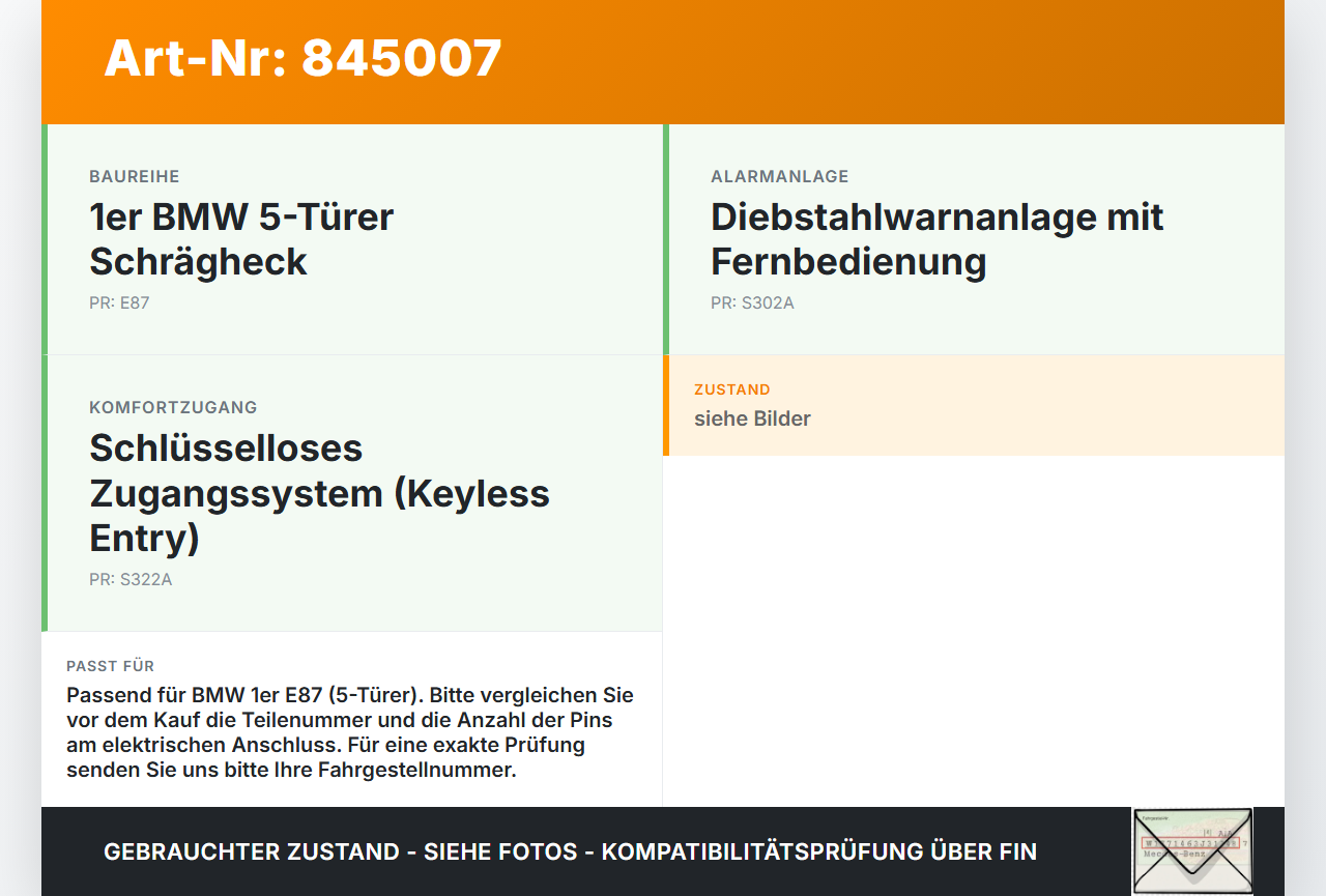 BMW E87 1er 116i 04-07 5T Schloss f. Heckklappe Heckklappenschloss Verriegelung BMW E87 1er 116i 04-07 24.11.2004... Vorschau 3