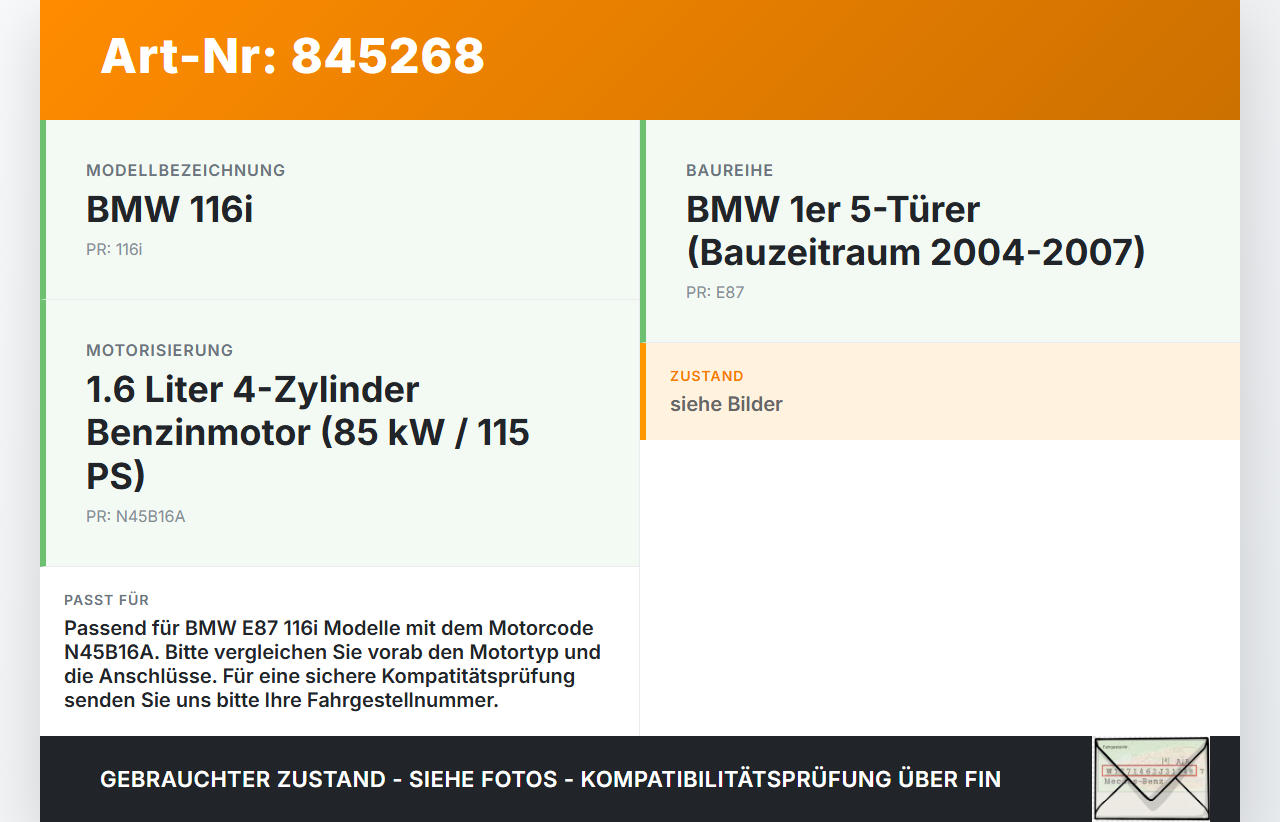 BMW E87 1er 116i 04-07 1,6i 85KW N45B16A Ölstandssensor Öl Sensor Ölsensor BMW E87 1er 116i 04-07 24.11.2004... Vorschau 3