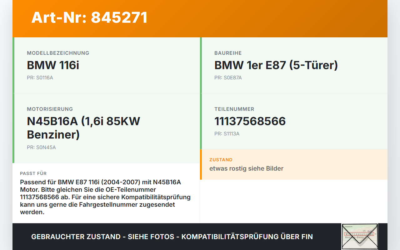 BMW E87 1er 116i 04-07 1,6i 85KW N45B16A Ölwanne Motorwanne BMW E87 1er 116i 04-07 24.11.2004 7568566 11137568566... Vorschau 3