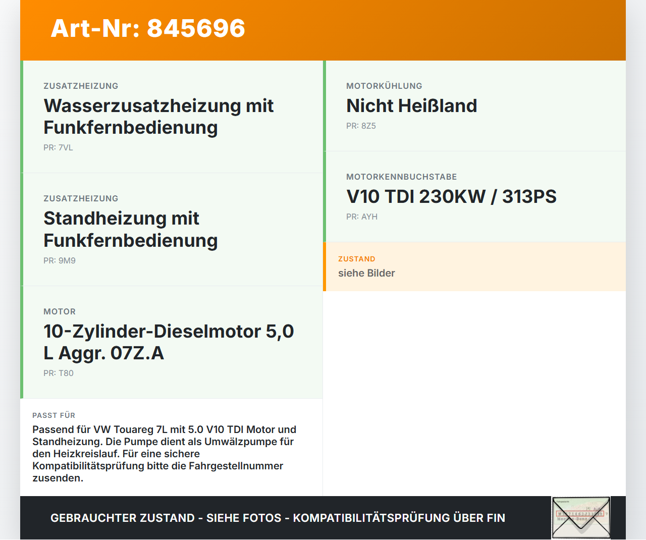 VW Touareg 7L 02-06 TDI 5,0 230KW Wasserpumpe Zusatzpumpe Umwelzpumpe Pos.2 VW Touareg 7L 02-06 14.07.2003... Vorschau 3