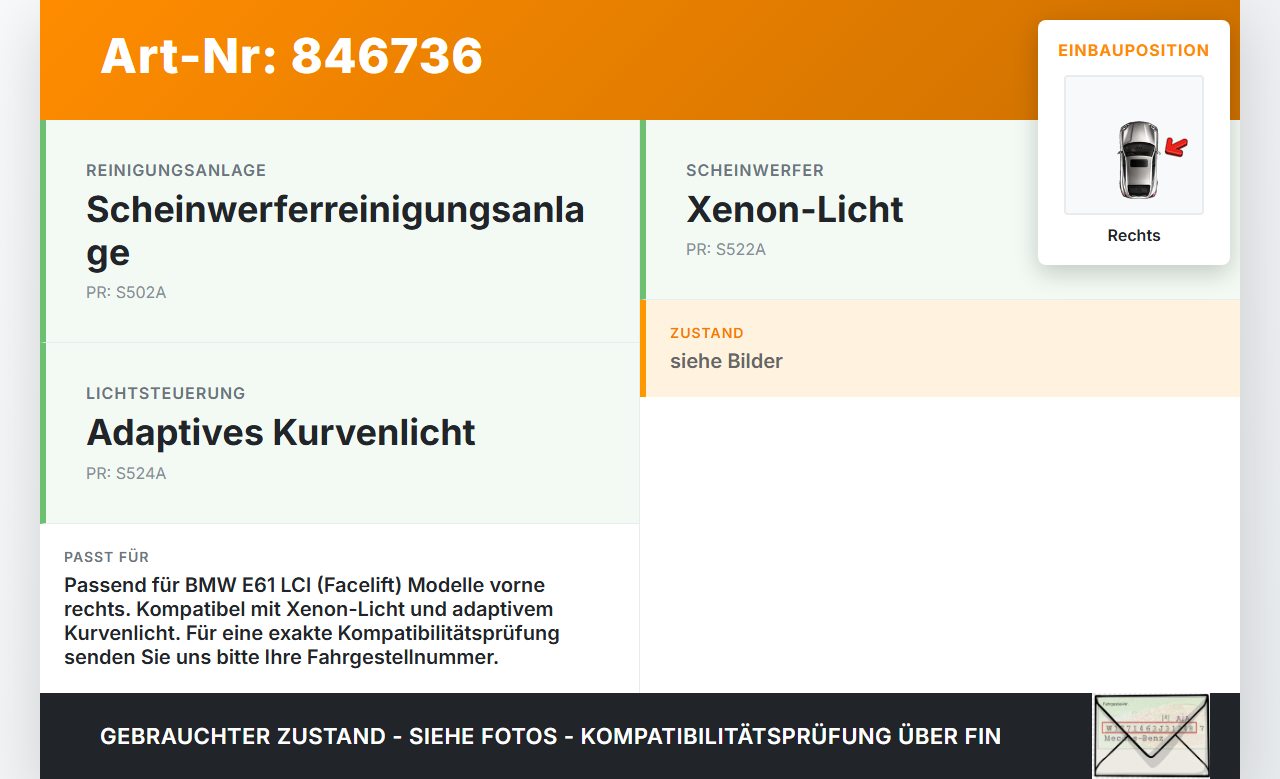 BMW E61 LCI 530xd 07-10 Halter Träger Führung Aufnahme f. Scheinwerfer Rechts Vo BMW E61 LCI 530xd 07-10 27.11.2007... Vorschau 3