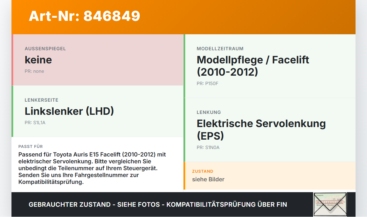 Toyota Auris E15 10-12 Steuergerät ECU Modul für Lenkung Toyota Auris E15 10-12 29.08.2012 8965002551 89650-02551... Vorschau 3